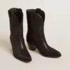 Bottes basses Wish Star en cuir noir avec étoile incrustée ton sur ton