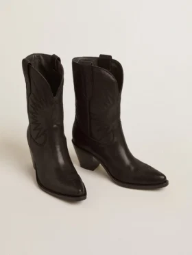 Bottes basses Wish Star en cuir noir avec étoile incrustée ton sur ton