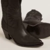 Bottes basses Wish Star en cuir noir avec étoile incrustée ton sur ton