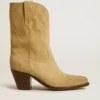 Bottes basses Wish Star en daim ciré couleur sable avec broderie en forme d’étoile
