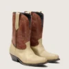 Bottes basses Wish Star pour femme en cuir beige et marron avec broderies