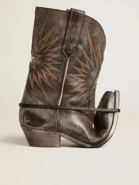 Bottes basses Wish Star pour femme en cuir noir ornées d’une étoile argentée