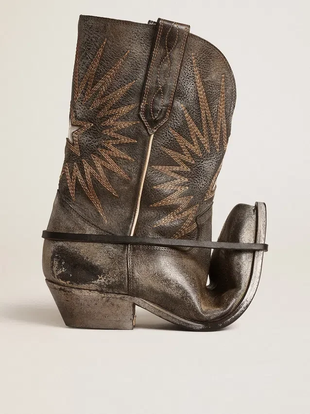 Bottes basses Wish Star pour femme en cuir noir ornées d’une étoile argentée