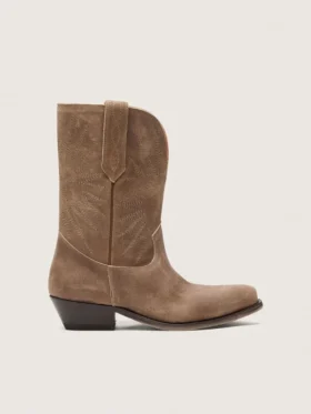 Bottes basses Wish Star pour femme en daim gris avec broderie étoilée