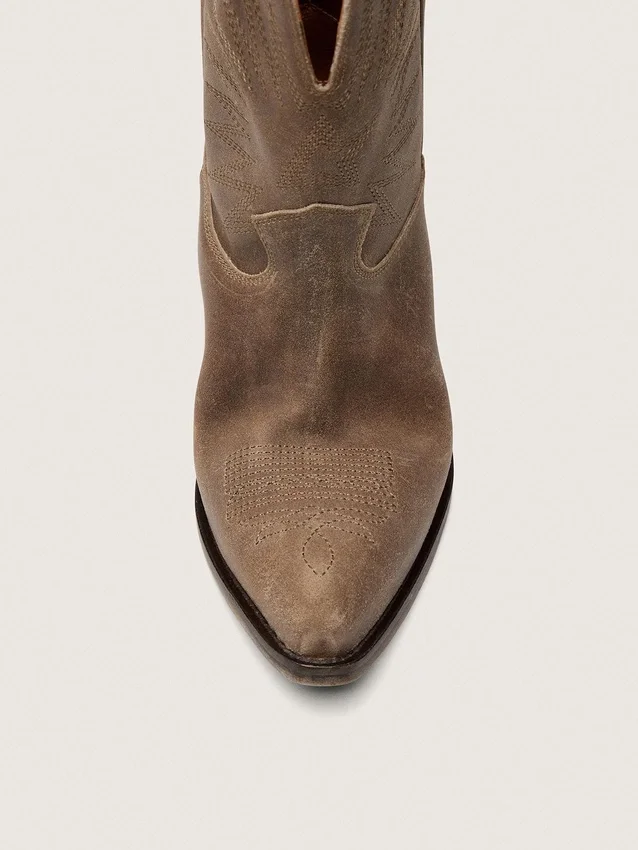Bottes basses Wish Star pour femme en daim gris avec broderie étoilée