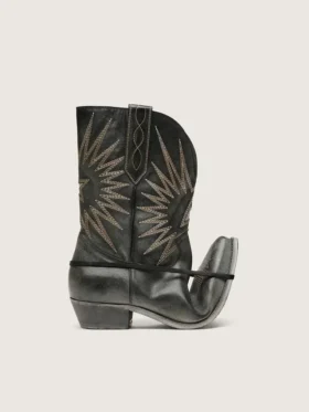 Bottes basses Wish Star pour homme en cuir noir ornées d’une étoile argentée