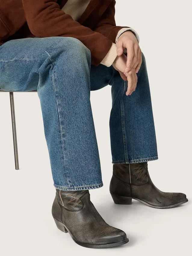 Bottes basses Wish Star pour homme en cuir noir ornées d’une étoile argentée