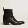 Bottes Debbie basses en cuir noir imprimé serpent