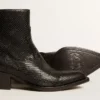 Bottes Debbie basses en cuir noir imprimé serpent