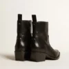 Bottes Debbie basses en cuir noir imprimé serpent