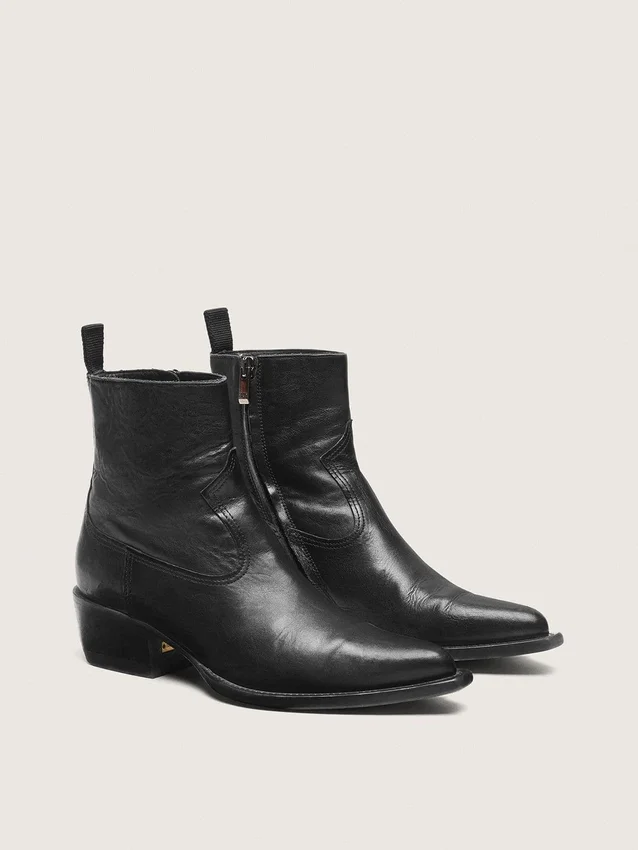 Bottes Debbie basses pour homme en cuir noir