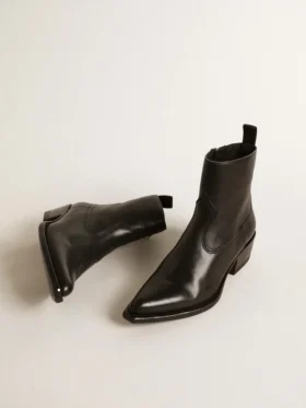 Bottes Debbie pour femme en cuir noir