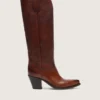Bottes hautes Wish Star pour femme en cuir marron avec broderies florales