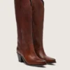 Bottes hautes Wish Star pour femme en cuir marron avec broderies florales