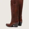 Bottes hautes Wish Star pour femme en cuir marron avec broderies florales