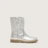 Bottes Junior Wish en cuir métallisé argenté avec broderie étoilée