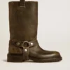 Bottes Kurt en cuir noir avec boucle argentée