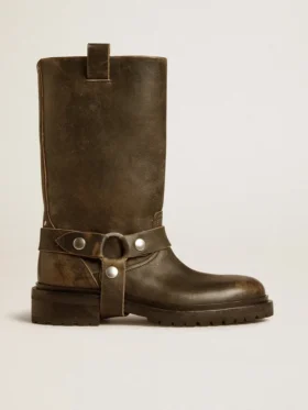 Bottes Kurt en cuir noir avec boucle argentée