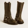 Bottes Kurt en cuir noir avec boucle argentée