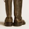 Bottes Kurt en cuir noir avec boucle argentée