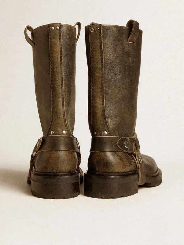 Bottes Kurt en cuir noir avec boucle argentée