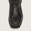 Bottes motardes hautes pour femme en cuir noir avec bride et boucle argentée