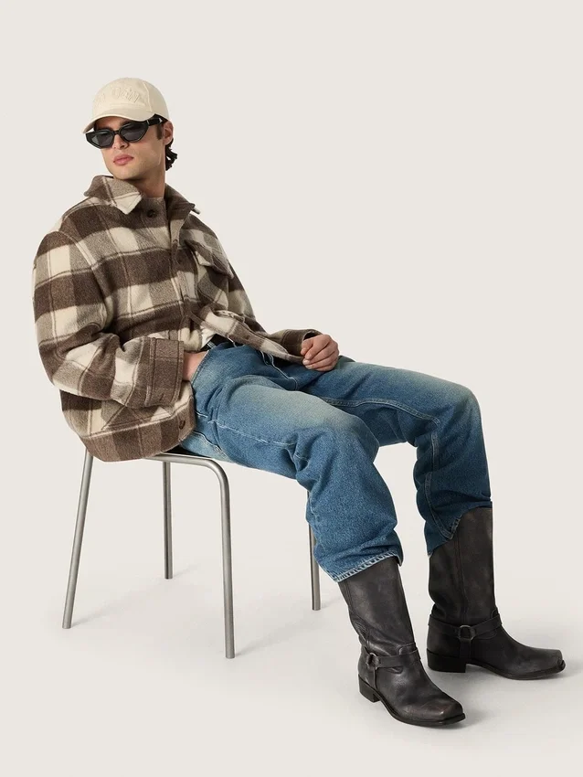 Bottes motardes hautes pour homme en cuir noir avec bride et boucle argentée