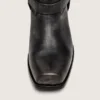 Bottes motardes hautes pour homme en cuir noir avec bride et boucle argentée