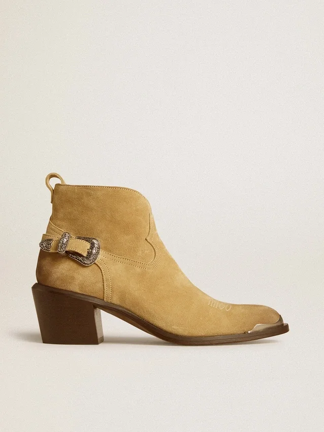 Bottes Patty en daim ciré couleur sable