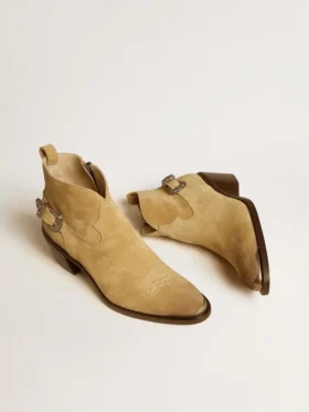 Bottes Patty en daim ciré couleur sable