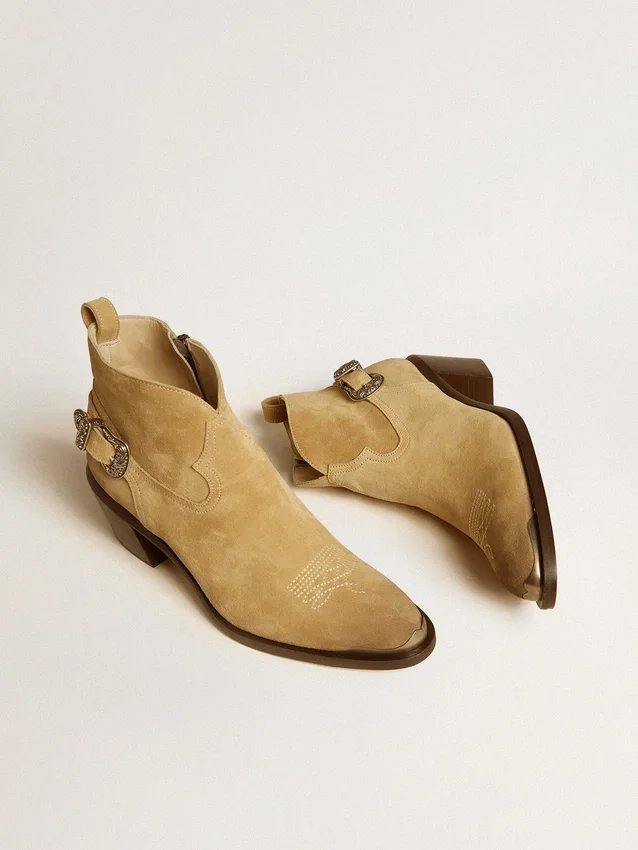 Bottes Patty en daim ciré couleur sable