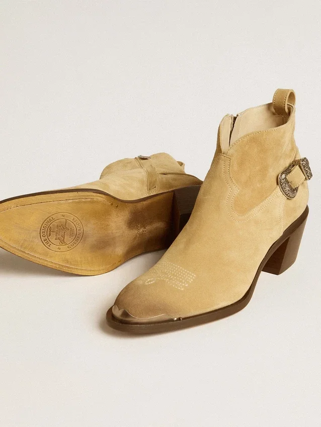 Bottes Patty en daim ciré couleur sable