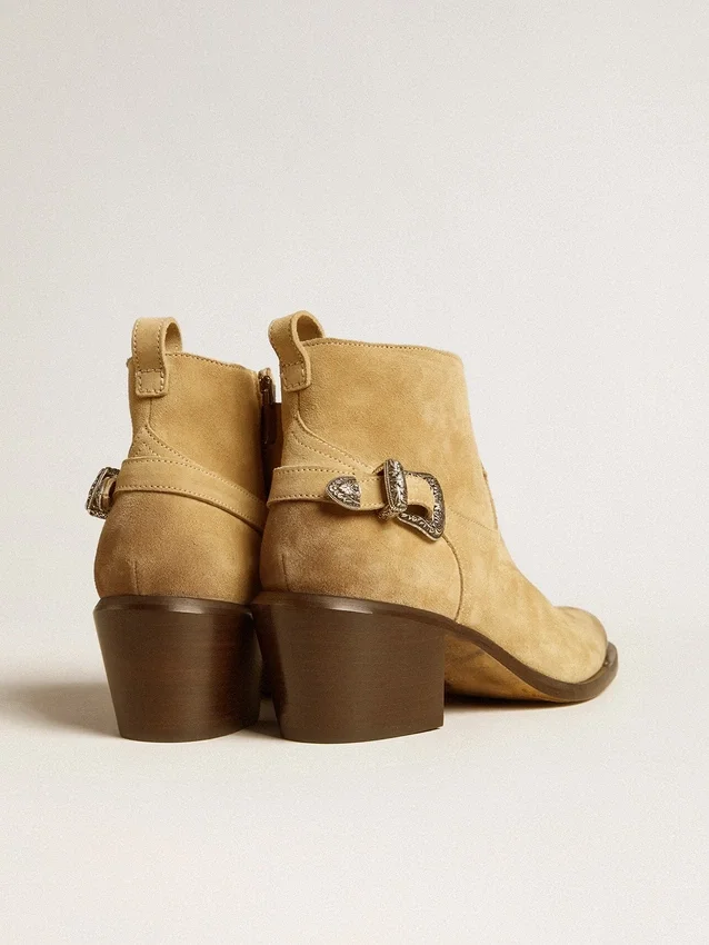 Bottes Patty en daim ciré couleur sable