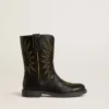 Bottes Wish Junior en cuir noir avec broderie d'étoile jaune