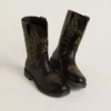 Bottes Wish Junior en cuir noir avec broderie d'étoile jaune