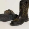 Bottes Wish Junior en cuir noir avec broderie d'étoile jaune