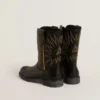 Bottes Wish Junior en cuir noir avec broderie d'étoile jaune