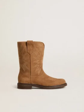Bottes Wish Junior en daim camel avec broderie étoilée