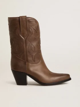 Bottes Wish Star en cuir gris tourterelle avec incrustations ton sur ton