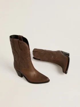 Bottes Wish Star en cuir gris tourterelle avec incrustations ton sur ton