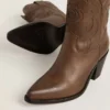 Bottes Wish Star en cuir gris tourterelle avec incrustations ton sur ton