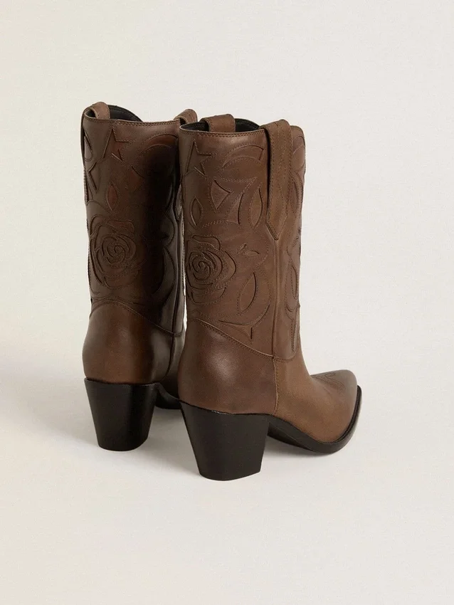 Bottes Wish Star en cuir gris tourterelle avec incrustations ton sur ton