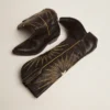 Bottes Wish Star en cuir noir avec étoile incrustée en cuir laminé platine