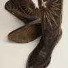 Bottes Wish Star en cuir noir avec étoile incrustée en cuir laminé platine