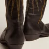 Bottes Wish Star en cuir noir avec étoile incrustée en cuir laminé platine