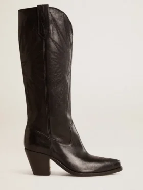 Bottes Wish Star pour femme en cuir noir avec broderie en forme d’étoile