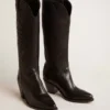 Bottes Wish Star pour femme en cuir noir avec broderie en forme d’étoile