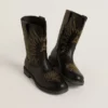 Bottes Wish Teen en cuir noir avec étoile brodée jaune