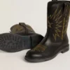 Bottes Wish Teen en cuir noir avec étoile brodée jaune