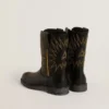 Bottes Wish Teen en cuir noir avec étoile brodée jaune